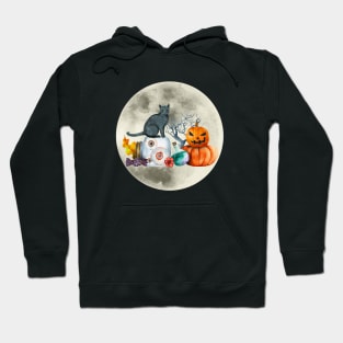 Full Moon Cat on A Jar of Eyes Hoodie